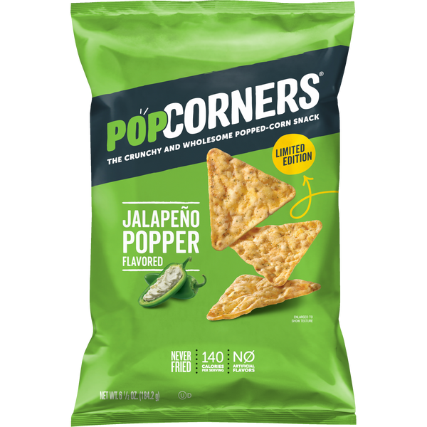 PopCorners The Crunchy And Wholesome Popped-Corn Snack Jalapeno Popper Flavored 6 1/2 Oz