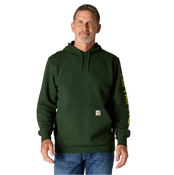 Carhartt Men's Flame Resistant Force Loose Fit Midweight Hooded Logo Graphic Hoodie