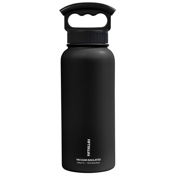 FIFTY/FIFTY 34oz Bottle 3 Finger Grip Cap Matte Black