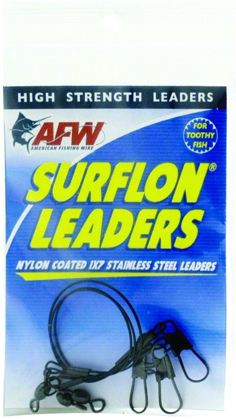 Surflon Leaders Nylon Coated 1X7 Stainless Sleeve Swivel Locksnap 20 Lb 9 Kg Test Black 6 in