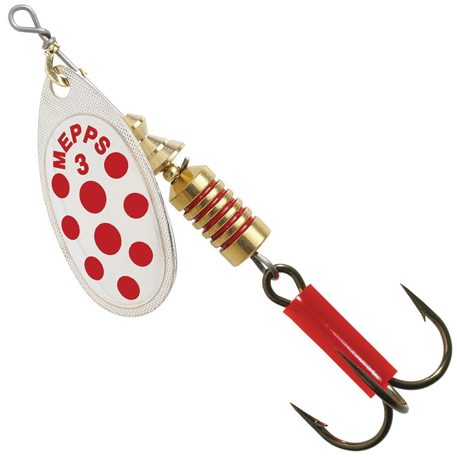 XXB Mepps Aglia In-Line Spinner 1/12 Oz Plain Treble Hook Silver & Red Dot Blade