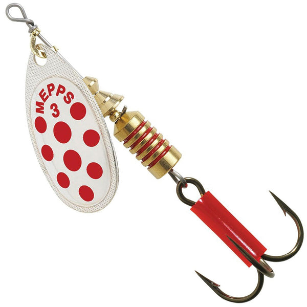 XXB Mepps Aglia In-Line Spinner 1/12 Oz Plain Treble Hook Silver & Red Dot Blade