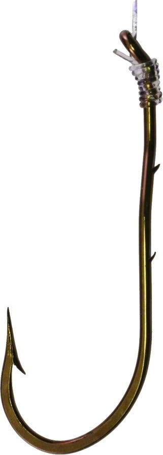 Snelled Hook Size 2 ForgedSpear Point 2 Sliced Shank Down Eye Bronze 5PK