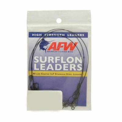 Surflon Leaders Nylon Coated 1X7 Stainless Sleeve Swivel Locksnap 20 Lb 9 Kg Test Black 12 in