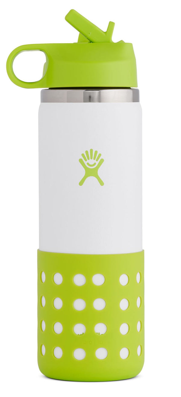 Hydro Flask 20 Oz. Kids' Wide Mouth Bottle with Straw Lid and Boot Green