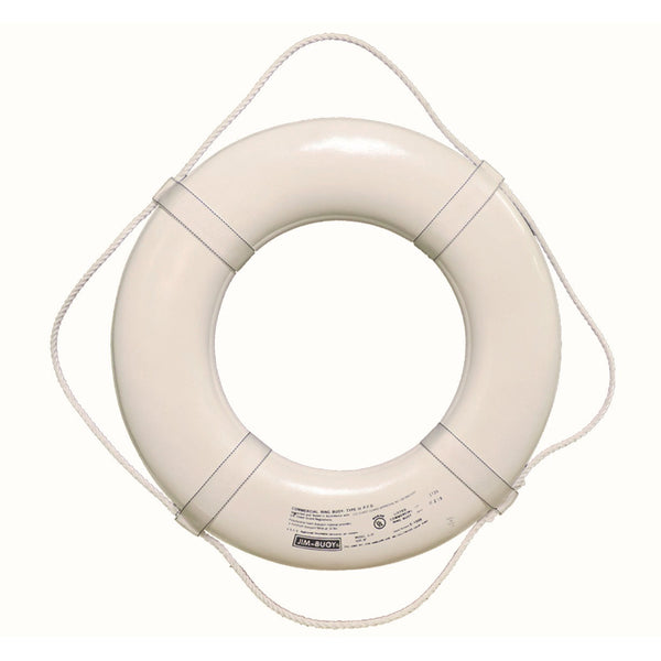 Jim-Buoy 30 in. Closed Cell Foam Life Ring with Webbing Straps in White
