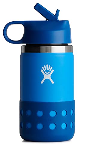 Hydroflask Kids Wide Mouth 12 Oz Water Bottle  Straw Lid  Insulated Stainless Steel