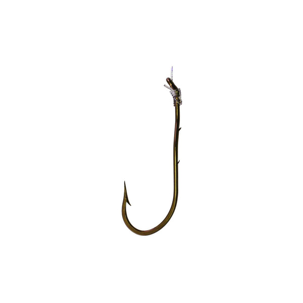 Snelled Hook Size 6 ForgedSpear Point 2 Sliced Shank Down Eye Bronze 5PK