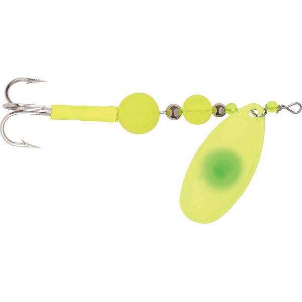 XXB Yakima Bait Flash Glo Casting Spinner 1/2 Oz Chartreuse Green Dot
