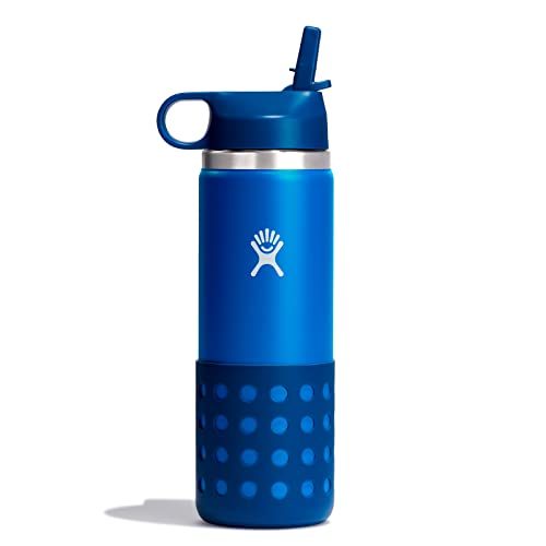 Hydro Flask 20 Oz. Kids' Wide Mouth Bottle with Straw Lid and Boot Blue