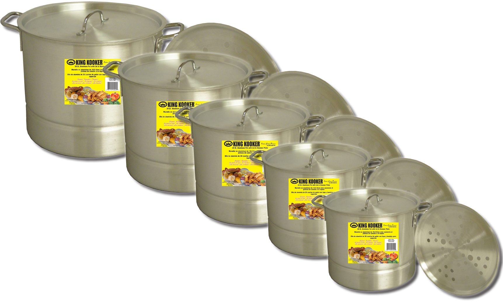 King Kooker KK20-52 Aluminum 5 Pot Set w/ 20 24 32 40 & 52 Quart Pots