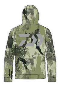Daiwa D-Vec "Black" Logo Woods Camo Fleece Hoodie Men's