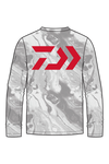 Daiwa D-Vec Snow Camo "Red Logo" LS Perf Sunshirt Men's