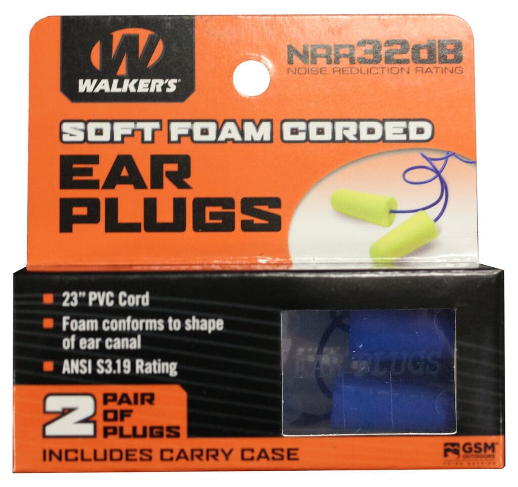 Walker's Blue Corded Foam Ear Plug With Plastic Case – 2 Pairs
