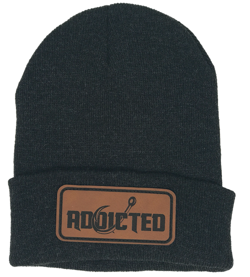 Addicted Fishing Classic Leather Patch Beanie