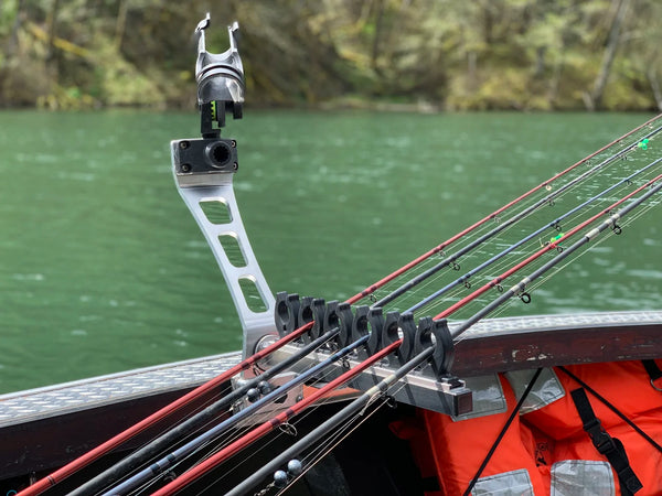 FishEng 15" Bent Aluminum Rod Extension with S&C Rod Rack - Anodized Finish