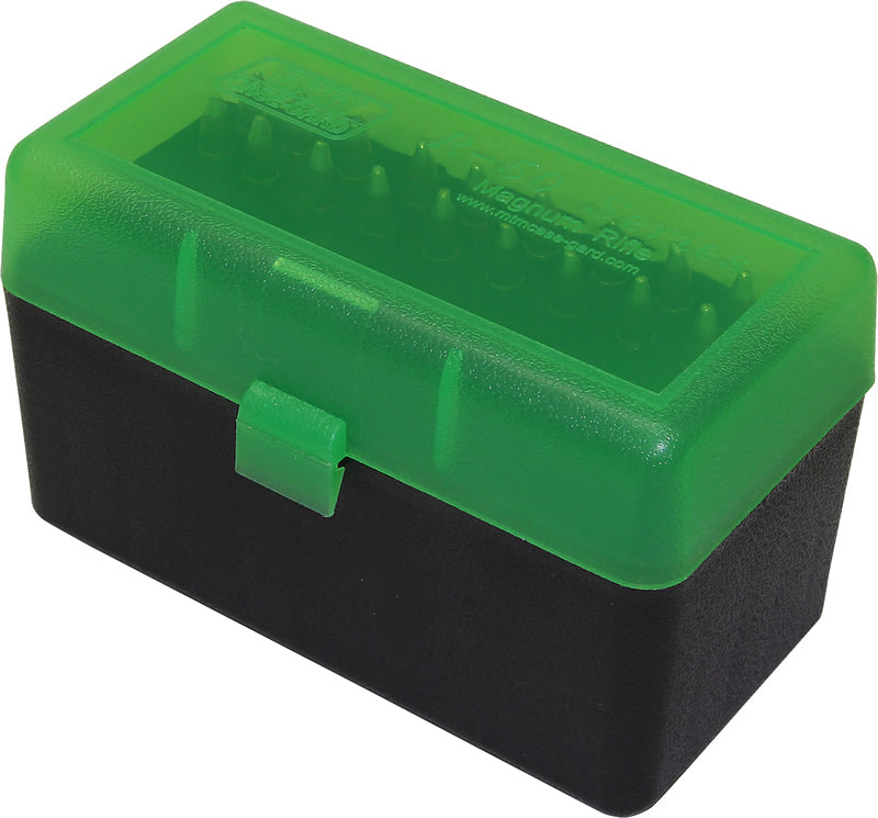 MTM RLLD-50-16T 50 Round Flip-Top Large Mag Rifle Ammo Box Green/Black