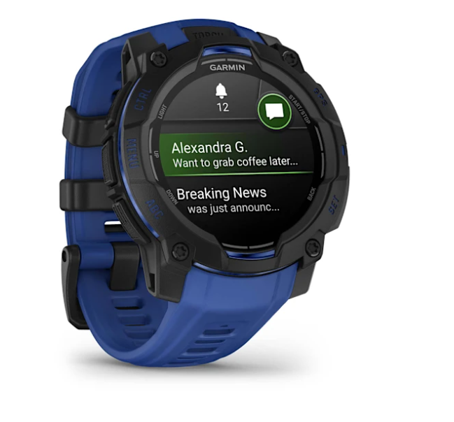 Garmin Instinct 3 – 45 mm, AMOLED Black with Bolt Blue/Black Band