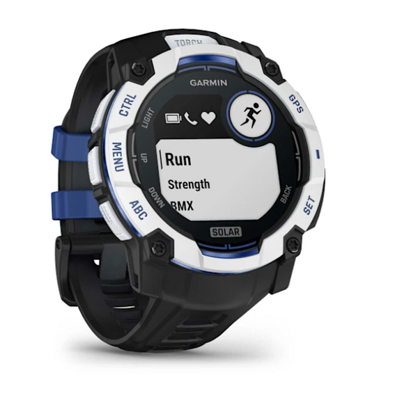 Garmin Instinct 3 – 50 mm, Solar Whitestone with Black/Bolt Blue Band