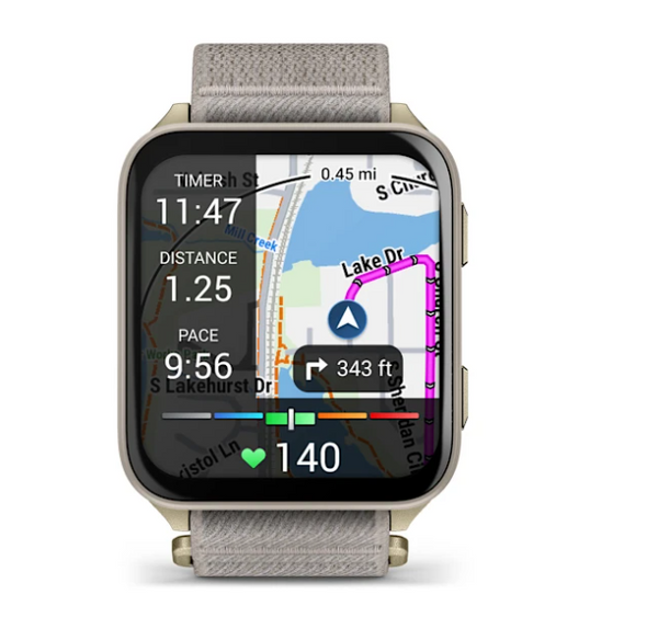Garmin Venu X1 Soft Gold with Titanium Caseback and French Gray Nylon Band