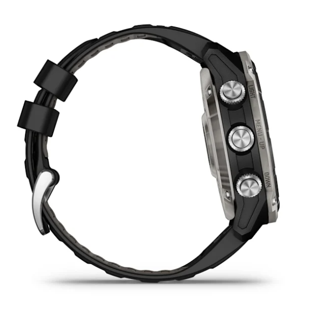 Garmin Descent Mk3i – 51 mm  Silver and Black PVD Titanium with Black/Pebble Gray Silicone Band