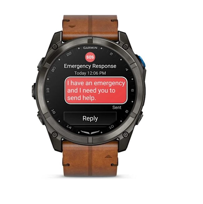 Garmin D2 Mach 2 Pro Carbon Gray DLC Titanium with Chestnut Leather Band