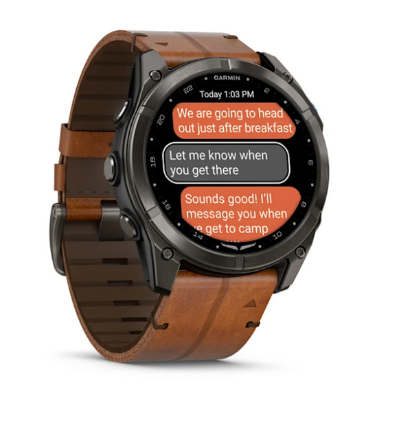 Garmin D2 Mach 2 Pro Carbon Gray DLC Titanium with Chestnut Leather Band