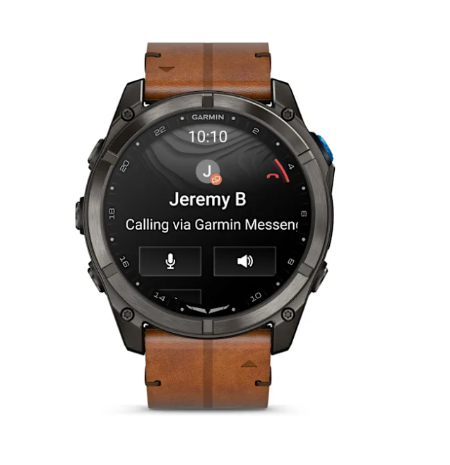 Garmin D2 Mach 2 Pro Carbon Gray DLC Titanium with Chestnut Leather Band