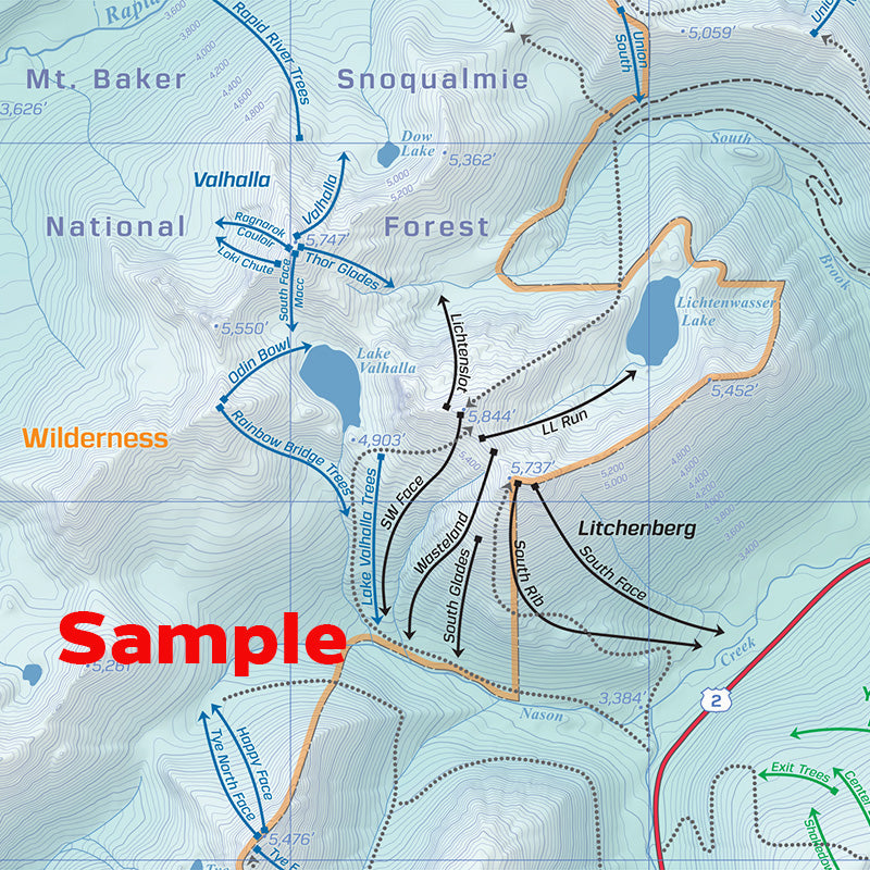 Beacon Guidebooks Backcountry Ski Map Stevens Pass Washington