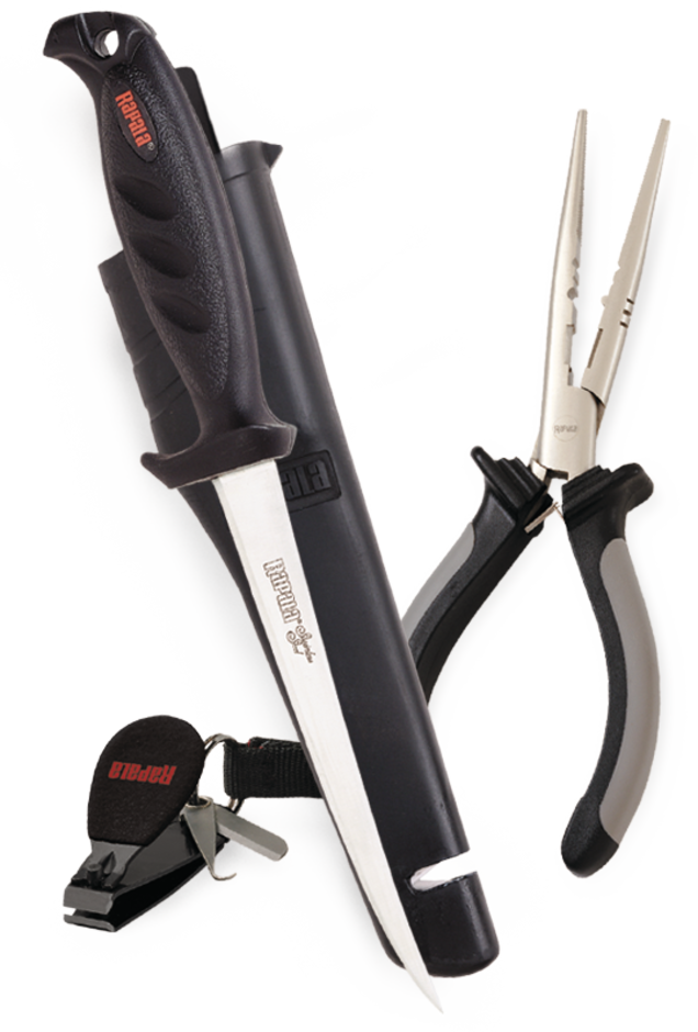 Rapala Combo Pack 6 1/2 Pliers / Falcon Fillet Knife / Clipper/ Sheath