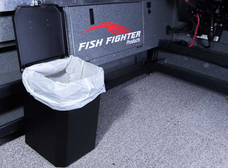 Fish Fighter Boat Trash Can Premium Marine Grade Aluminum