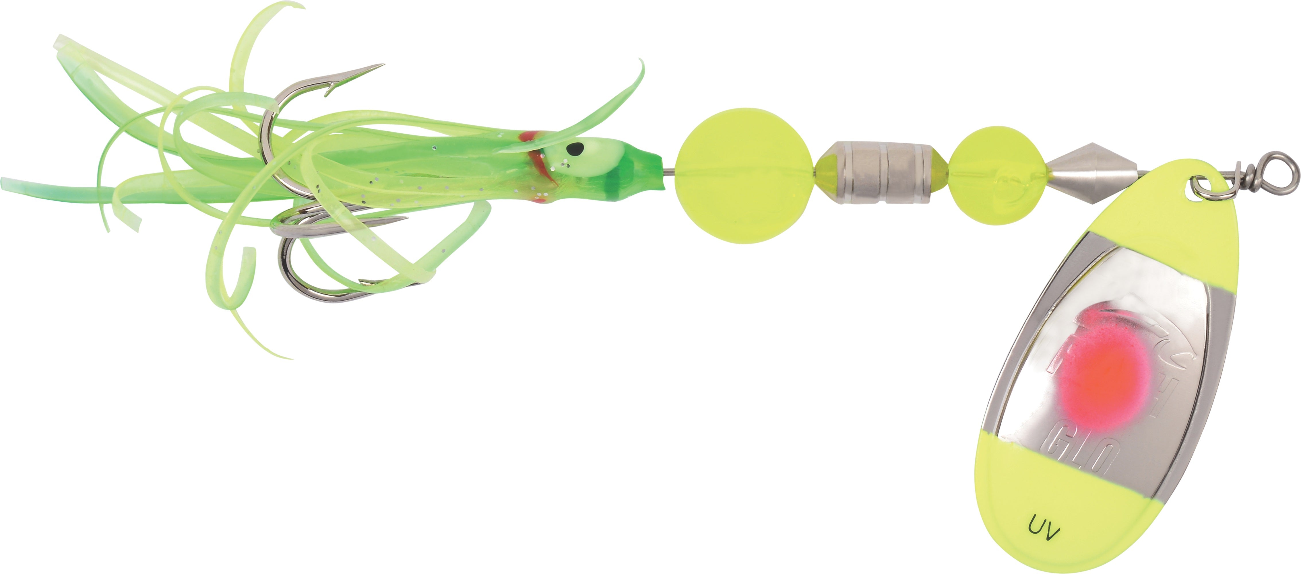 XXB Yakima Bait Flash Glo UV Casting Squid Spinner 7