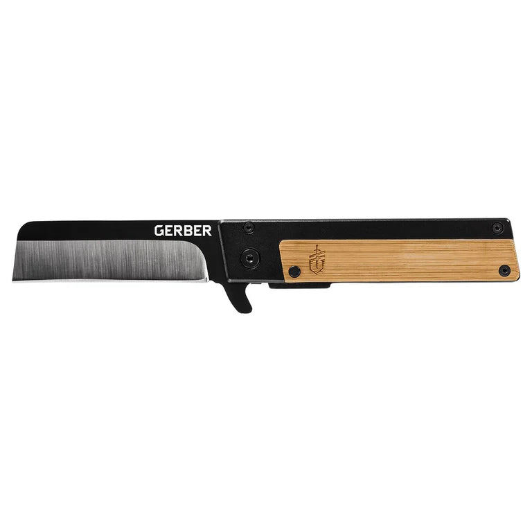 Gerber Quadrant EDC Folding Pocket Knife w/Clip, Plain Edge Blade, Bamboo