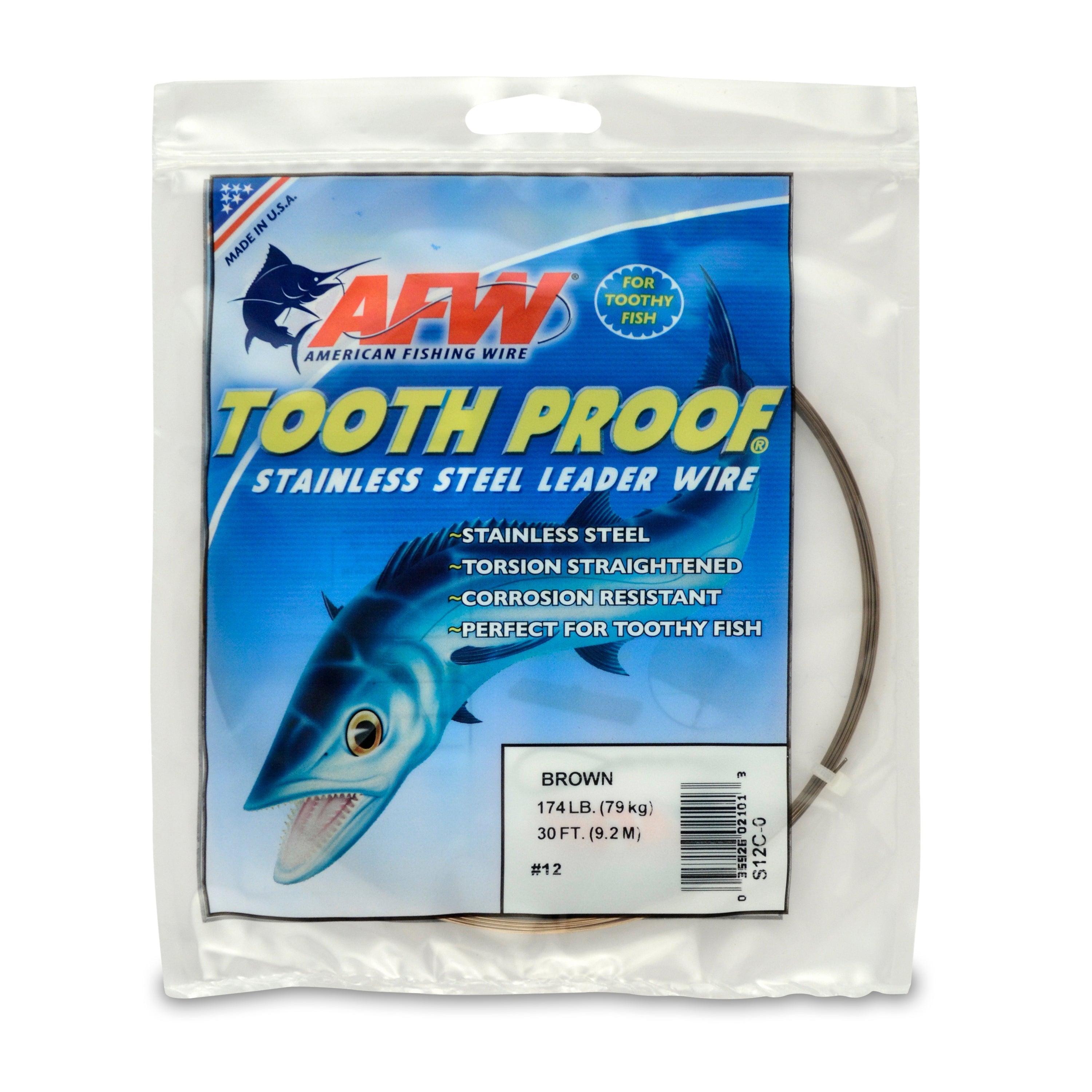 American Fishing Wire Tooth Proof Stainless Steel Single Strand Leader Wire