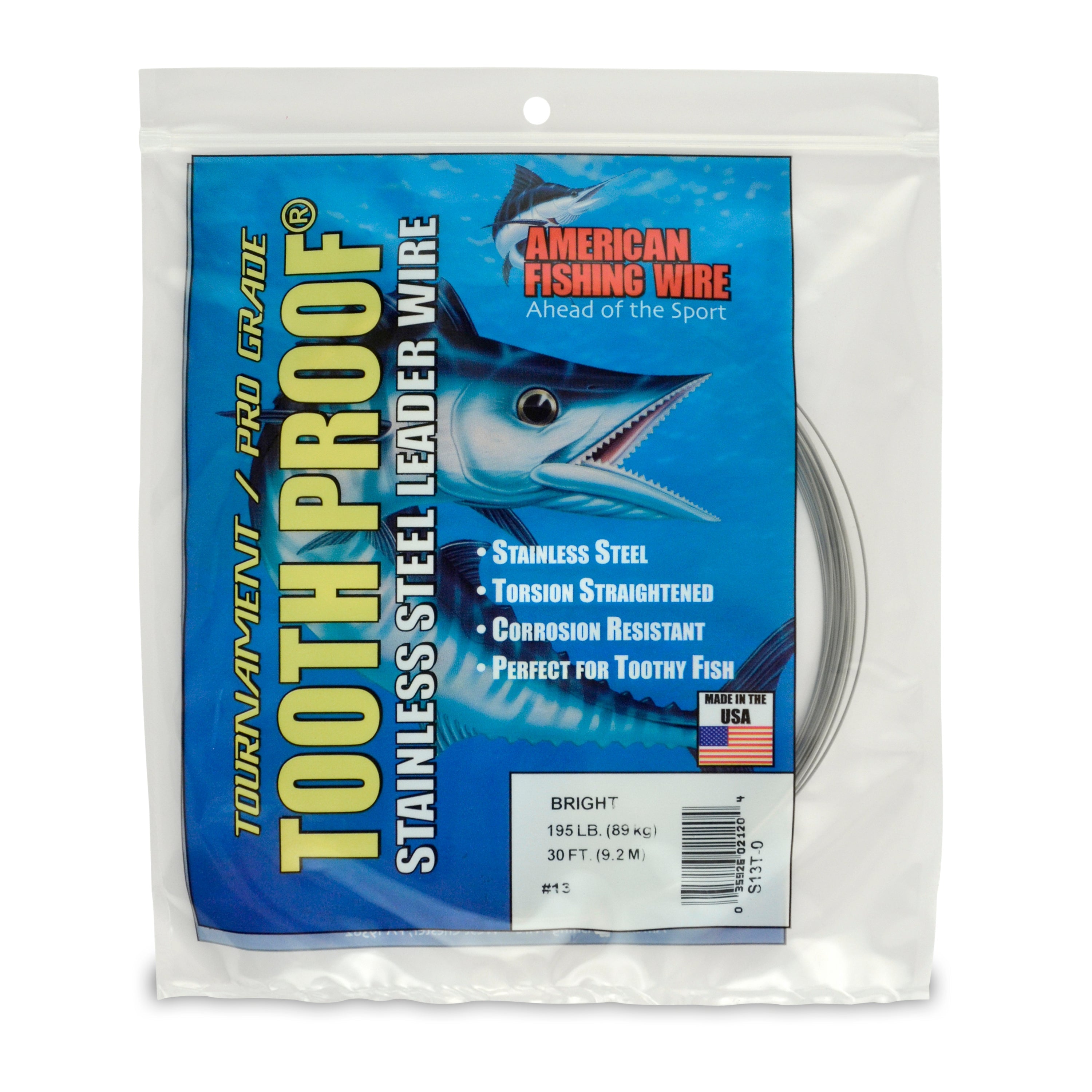 American Fishing Wire Tooth Proof Stainless Steel Single Strand Leader Wire