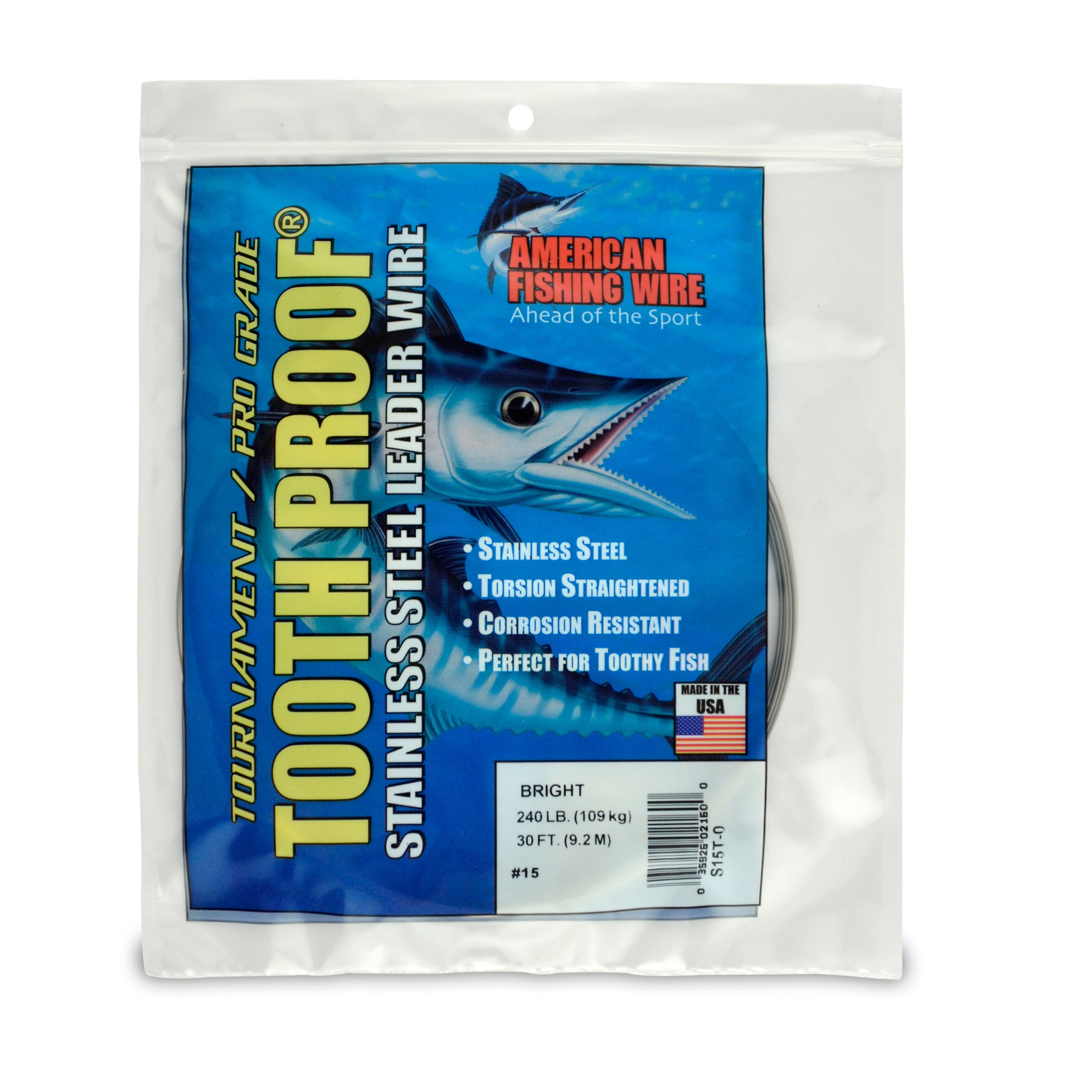American Fishing Wire Tooth Proof Stainless Steel Single Strand Leader Wire